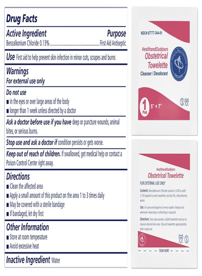 HAO Obstetrical Hand & Body Cleansing Individually Wrapped Towelettes (125 Count) 5 x 7 inch Wet Napkin Wipes Benzalkonium First-Aid Wound Care (HAO-OBTOWELS-125CT) - Image 4